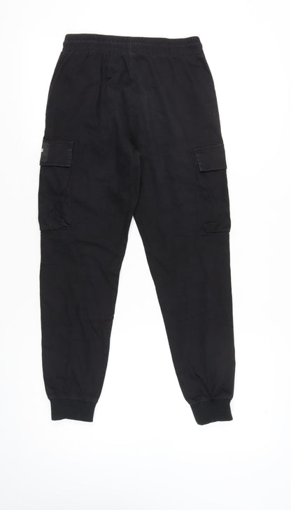 IL Sarto Boys Black Cargo Jogger Trousers 28in Waist Cotton Blend