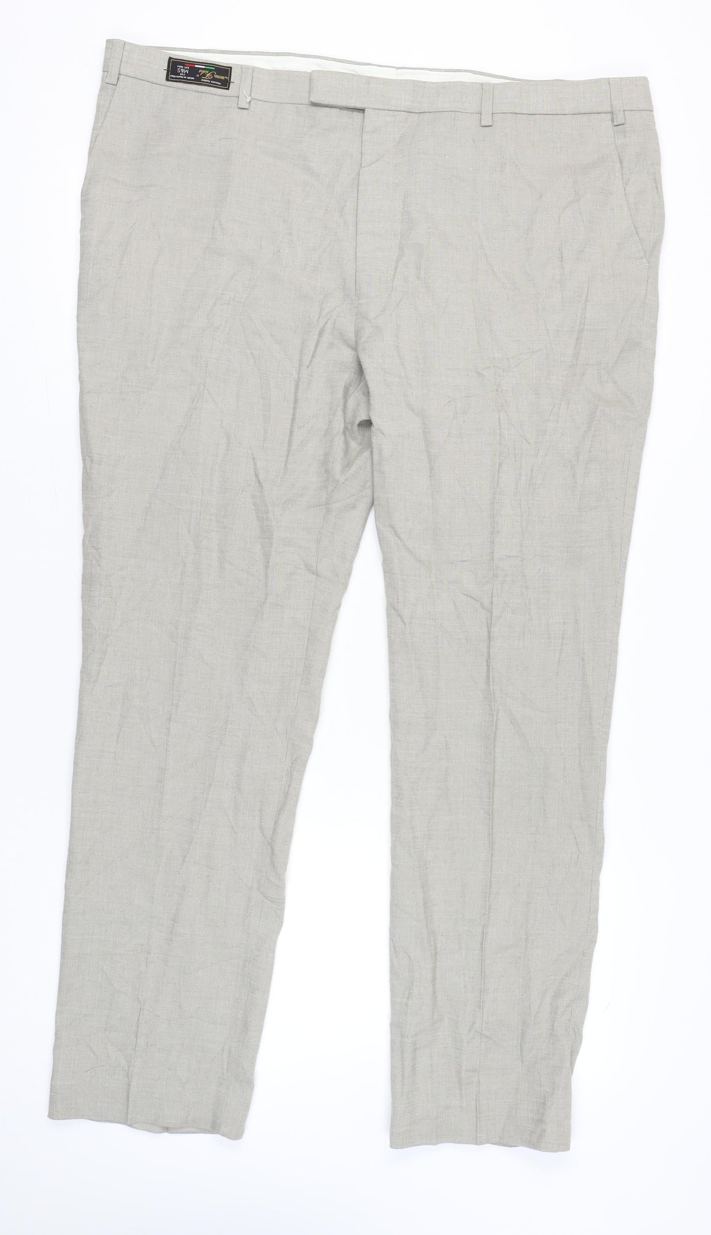 Marks and Spencer Men's Beige Linen Blend Tailored Dress Pants 46x33