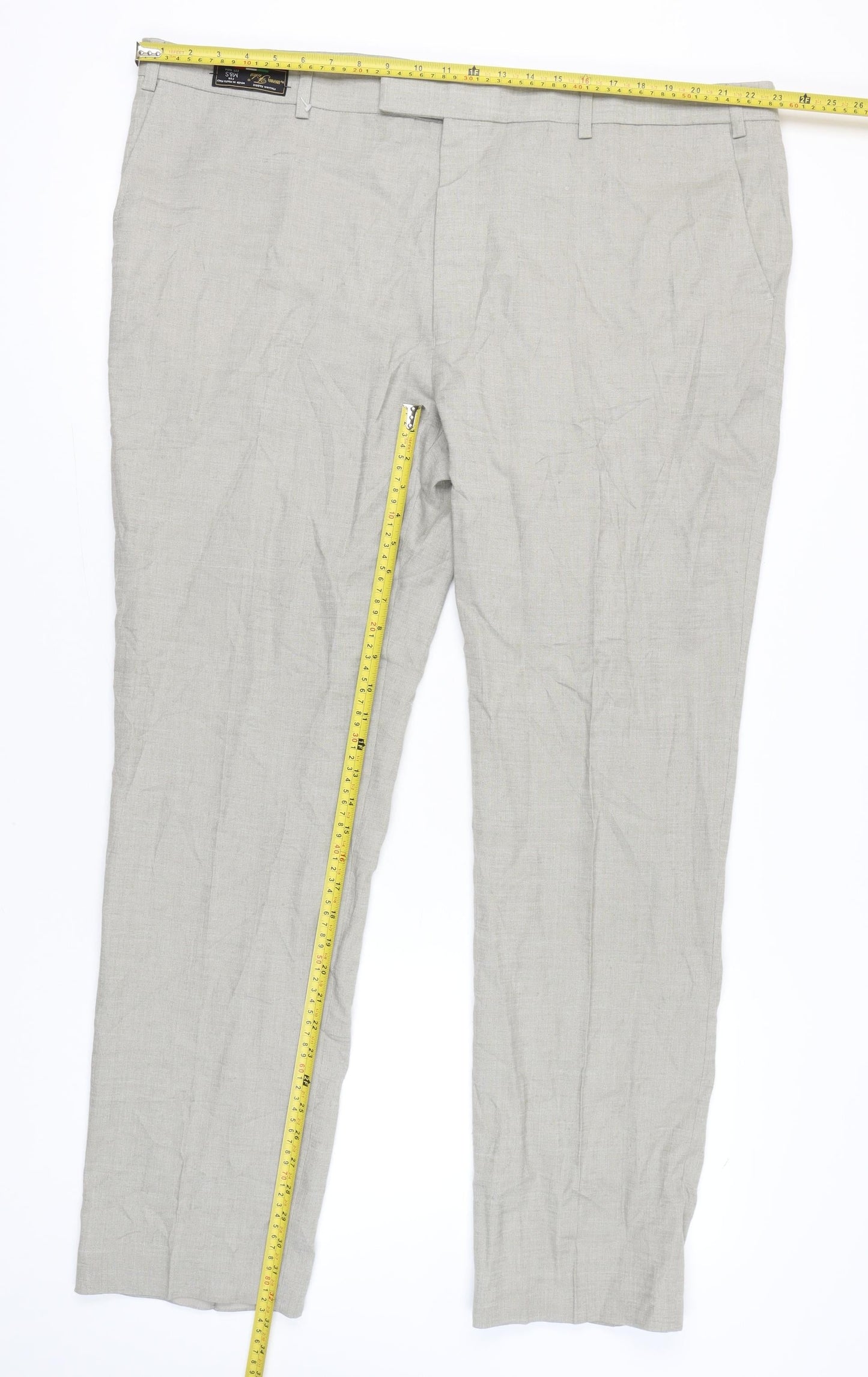 Marks and Spencer Men's Beige Linen Blend Tailored Dress Pants 46x33