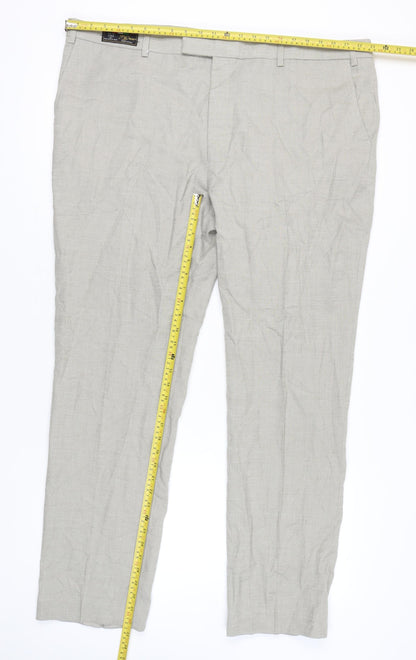 Marks and Spencer Men's Beige Linen Blend Tailored Dress Pants 46x33