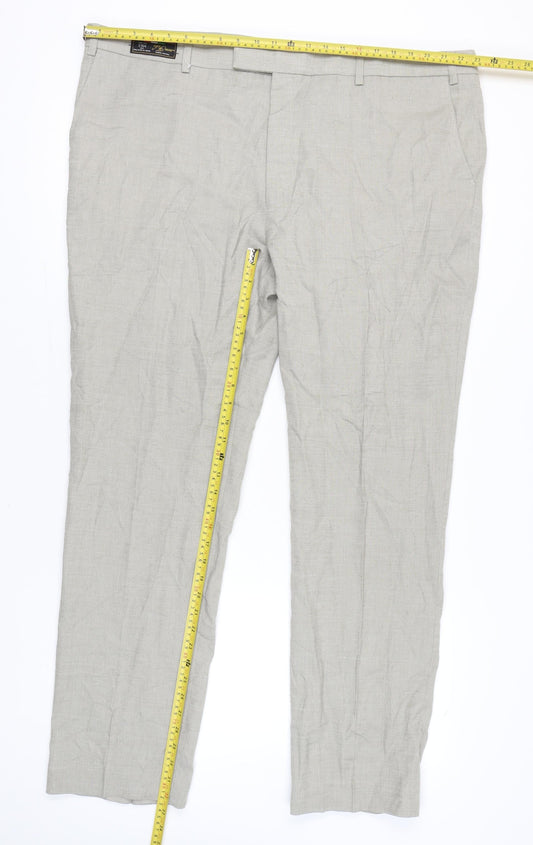 Marks and Spencer Men's Beige Linen Blend Tailored Dress Pants 46x33