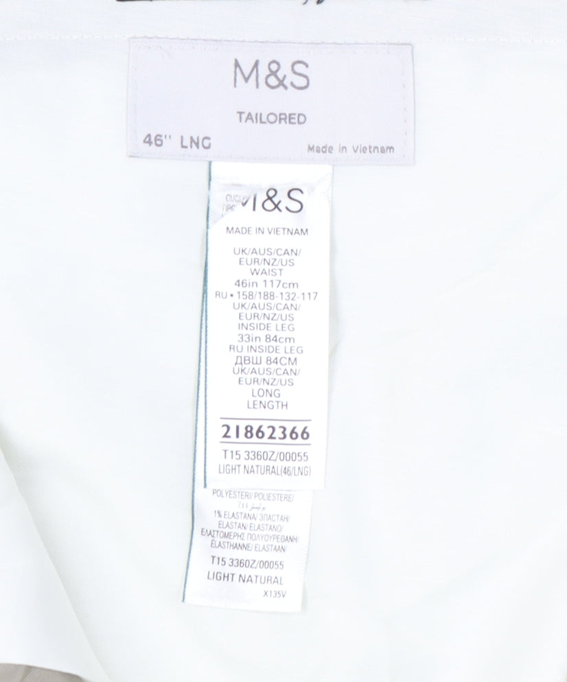 Marks and Spencer Men's Beige Linen Blend Tailored Dress Pants 46x33