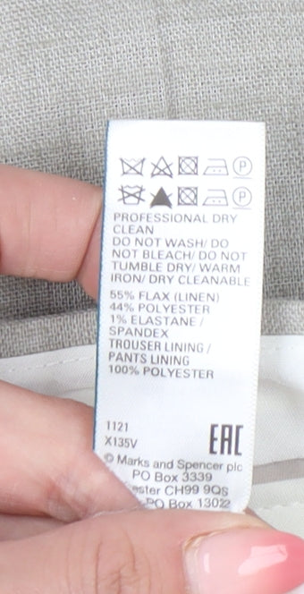 Marks and Spencer Men's Beige Linen Blend Tailored Dress Pants 46x33