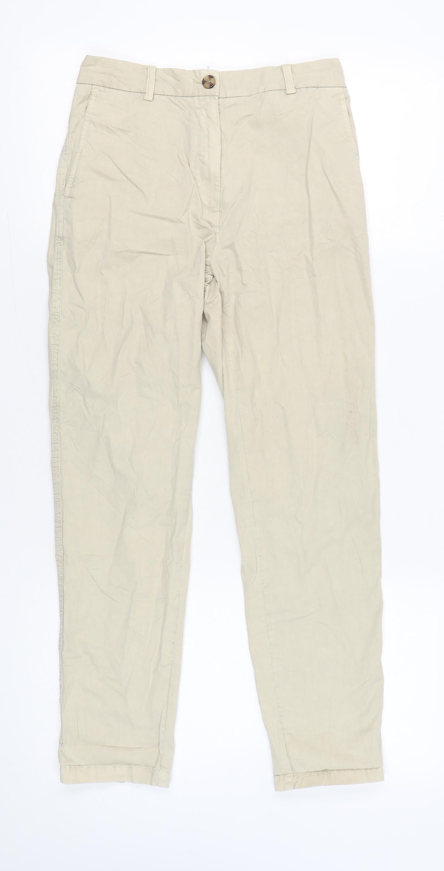Womens UK Size 6 Marks and Spencer Regular Fit Chino Beige Trousers