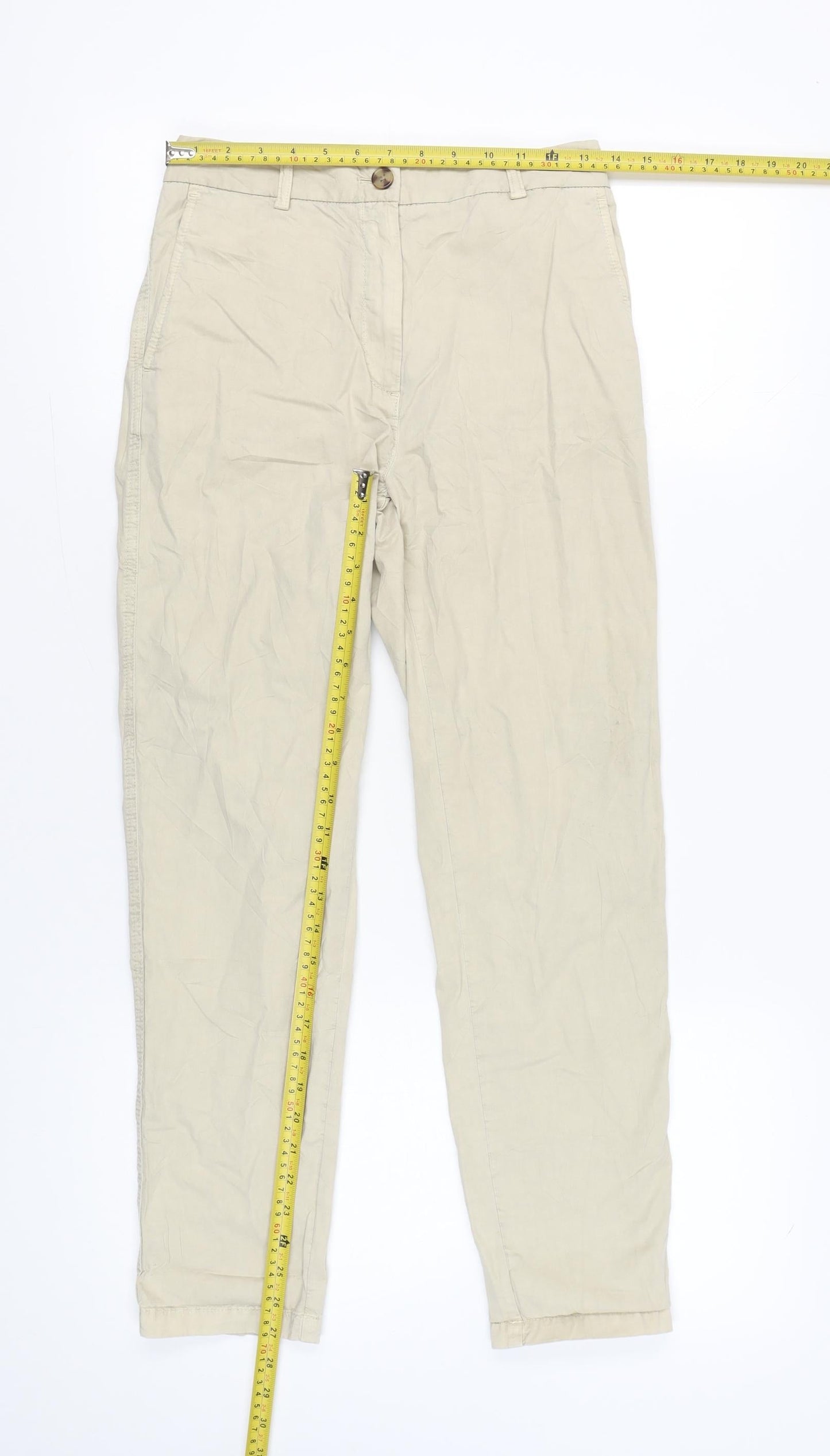 Womens UK Size 6 Marks and Spencer Regular Fit Chino Beige Trousers