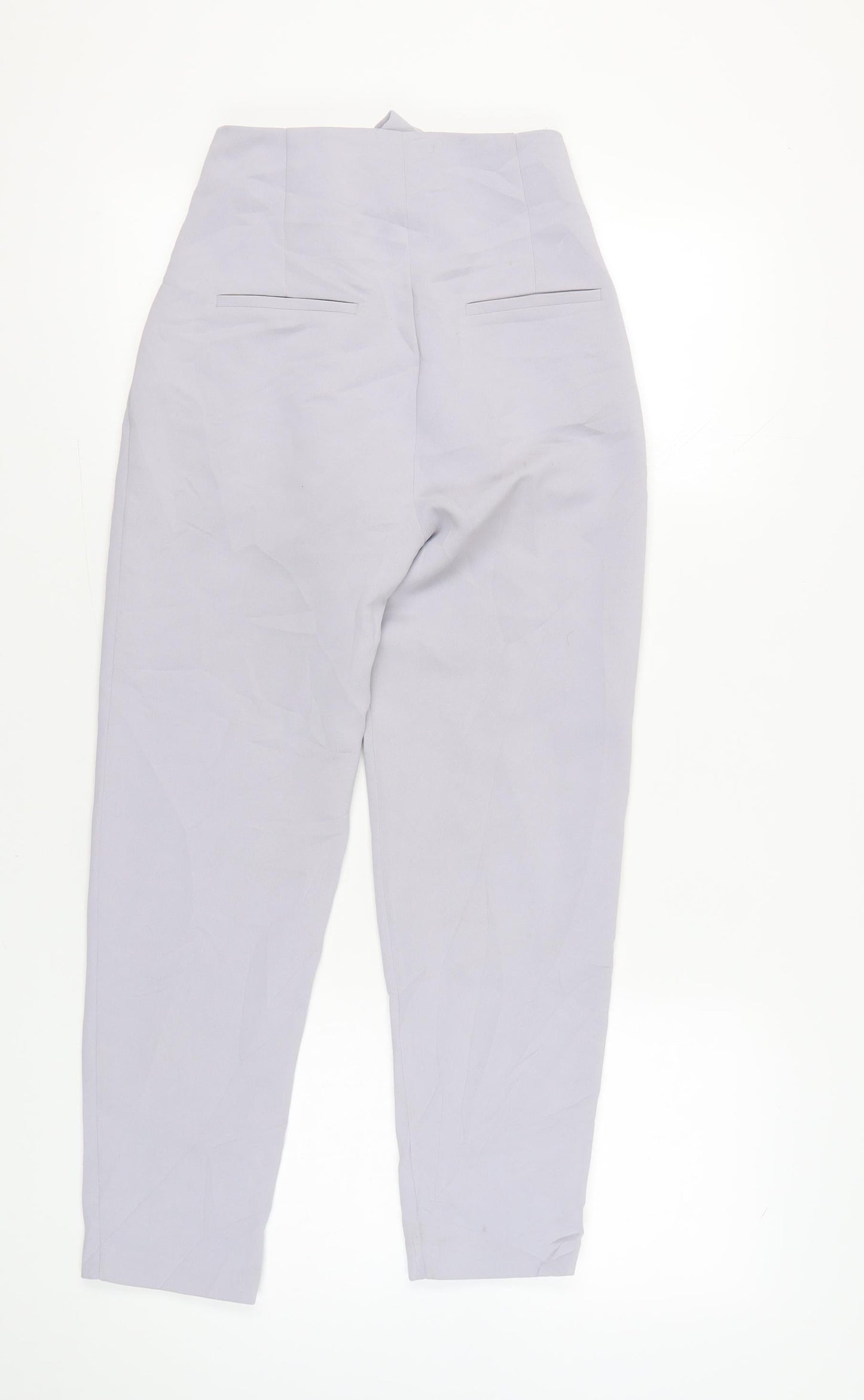 Lost Ink Women’s Grey Size 6 Paperbag Tapered Trousers Belted Workwear