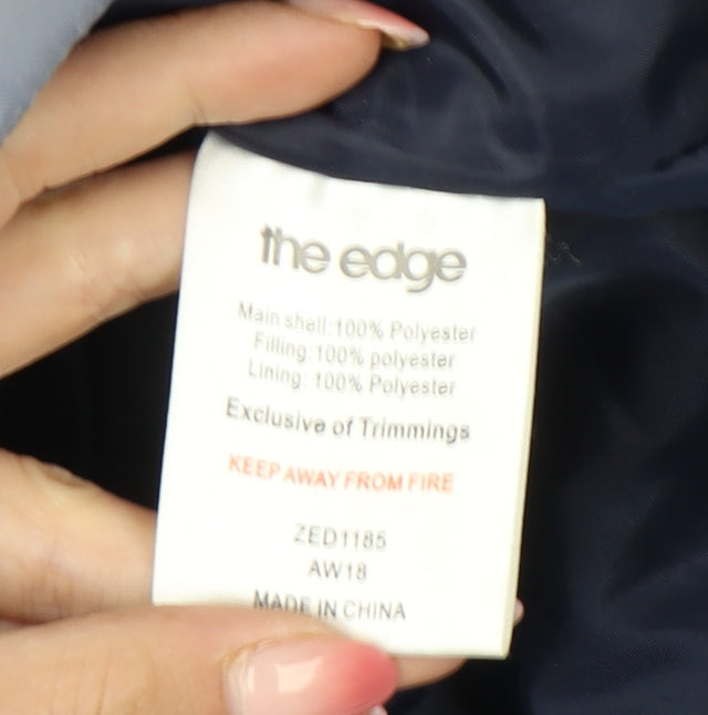 The Edge Womens Blue Size 14 Hooded Insulated Puffer Jacket