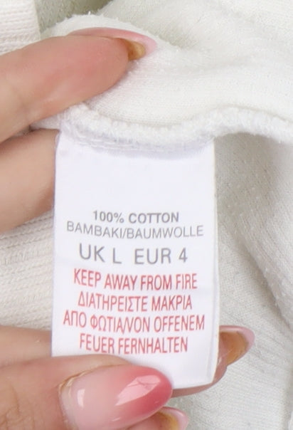 River Island Men’s White Cotton Full Zip Jumper L High Neck Knit