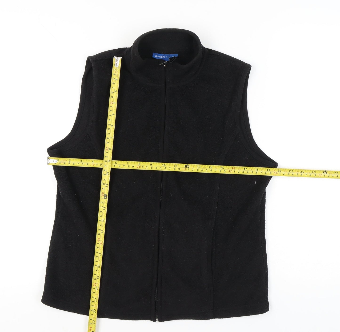 Karen Scott Women’s Black Fleece Waistcoat Bodywarmer Size S