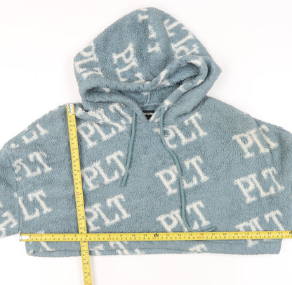 PrettyLittleThing Women’s Blue Fleece Cropped Hoodie Size 8
