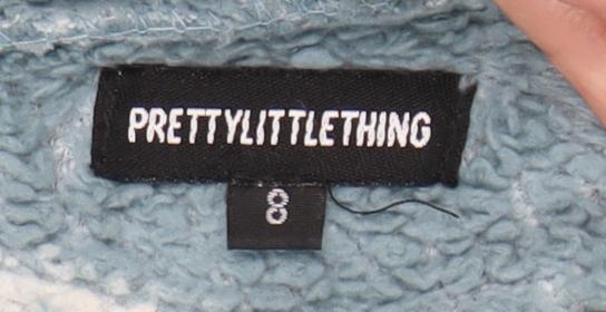 PrettyLittleThing Women’s Blue Fleece Cropped Hoodie Size 8