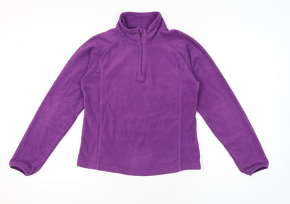 Cup's Womens Purple Fleece Sweatshirt M 1/4 Zip Long Sleeve Polyester