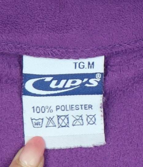 Cup's Womens Purple Fleece Sweatshirt M 1/4 Zip Long Sleeve Polyester