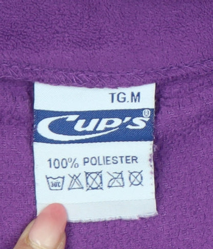 Cup's Womens Purple Fleece Sweatshirt M 1/4 Zip Long Sleeve Polyester