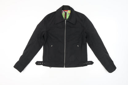 Damo Womens Black Size 10 Biker Jacket Cotton Blend