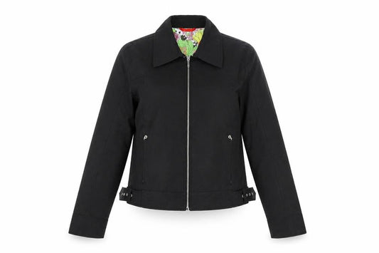 Damo Womens Black Size 10 Biker Jacket Cotton Blend