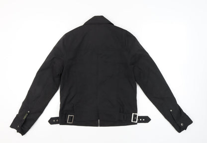 Damo Womens Black Size 10 Biker Jacket Cotton Blend