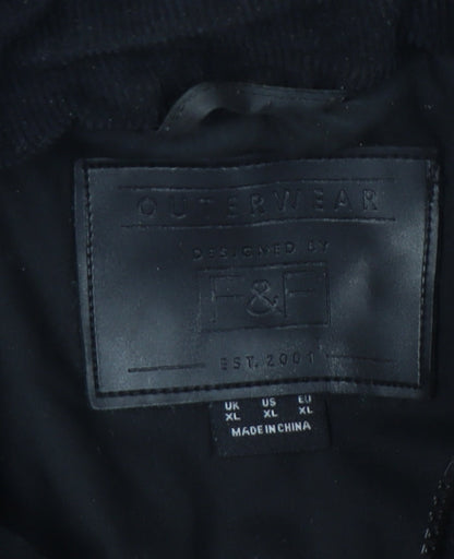 F&F Men's Black XL Utility Jacket Cotton Blend Lined Workwear