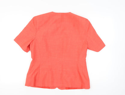 George Women’s Orange Suit Top Size 16 Polyester Short Sleeve Four-Button