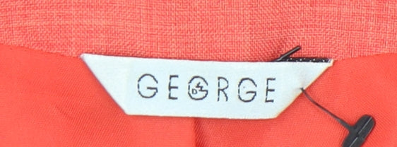 George Women’s Orange Suit Top Size 16 Polyester Short Sleeve Four-Button