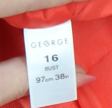 George Women’s Orange Suit Top Size 16 Polyester Short Sleeve Four-Button