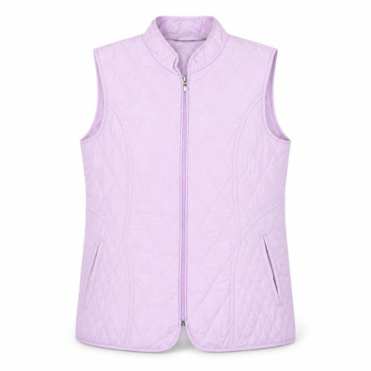 Bonmarché Womens Purple Quilted Waistcoat Gilet Size 12 Zip Padded Vest