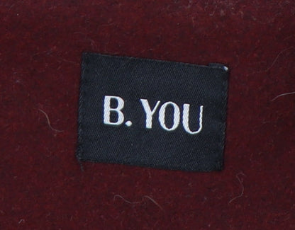 B.YOU Womens Red Wool Blend Hooded Duffle Coat Size 14