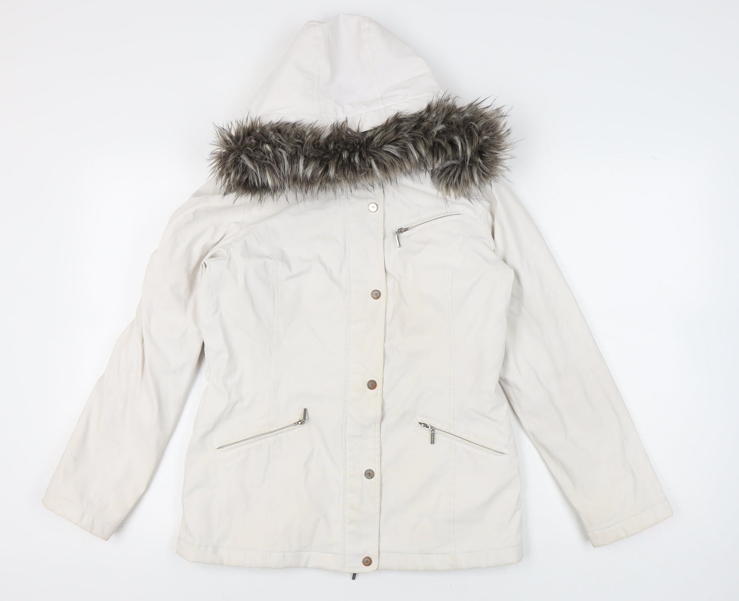 Womens UK Size S Weatherproof White Parka Coat