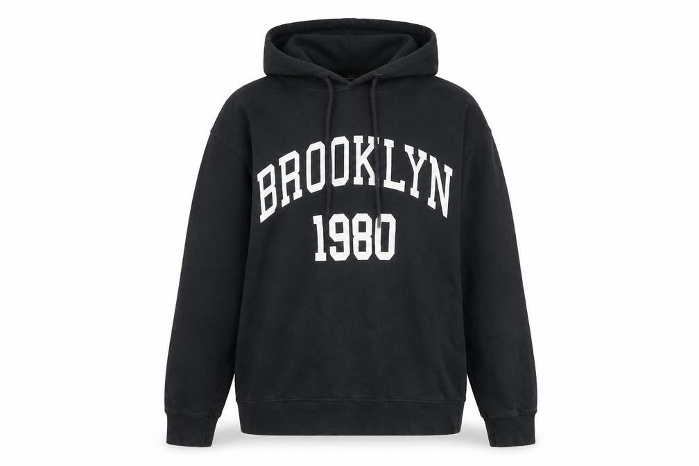 Zara Women Black Hoodie Sweatshirt Size 8 Brooklyn 1980 Pullover