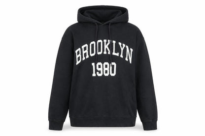 Zara Women Black Hoodie Sweatshirt Size 8 Brooklyn 1980 Pullover
