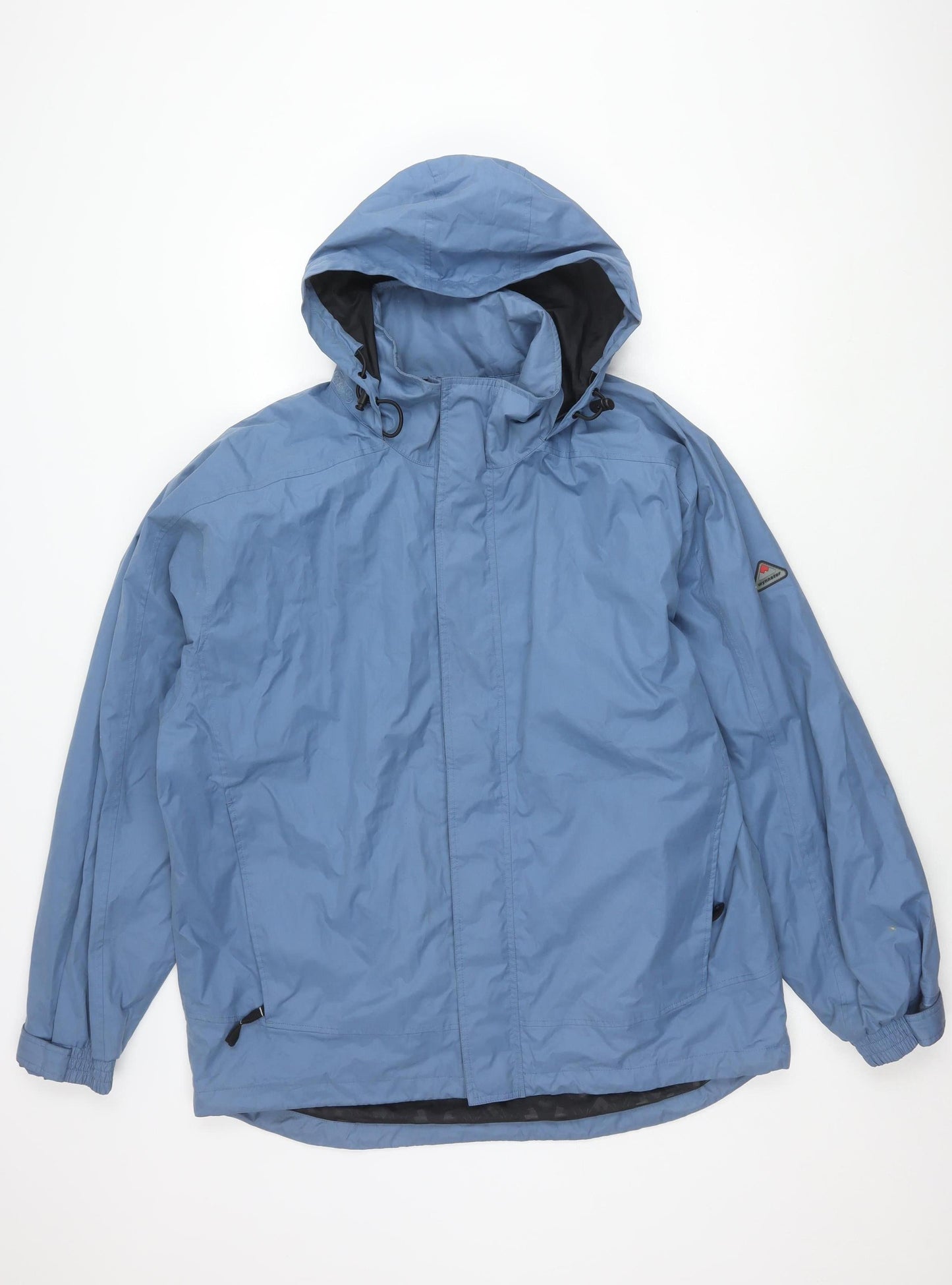 Wynnster Men’s Blue Hooded Rain Coat Jacket Large Outdoor Hiking