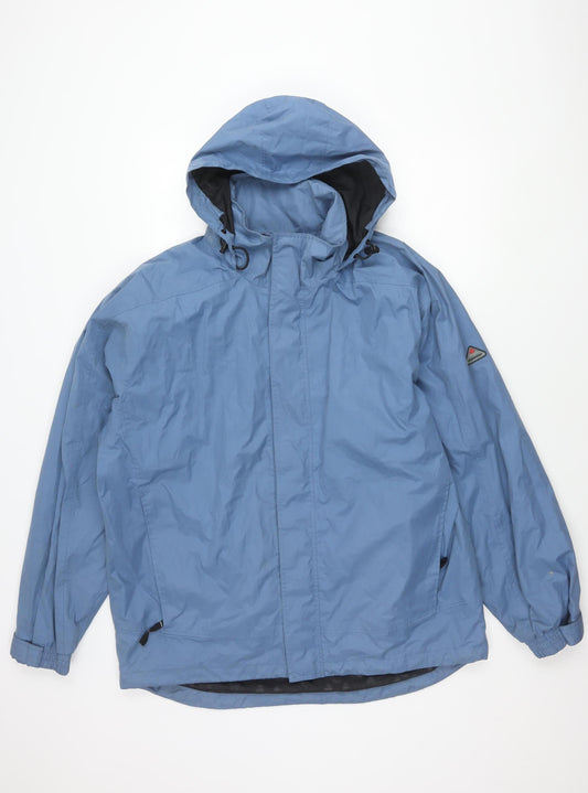 Wynnster Men’s Blue Hooded Rain Coat Jacket Large Outdoor Hiking