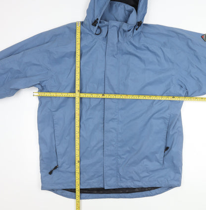 Wynnster Men’s Blue Hooded Rain Coat Jacket Large Outdoor Hiking