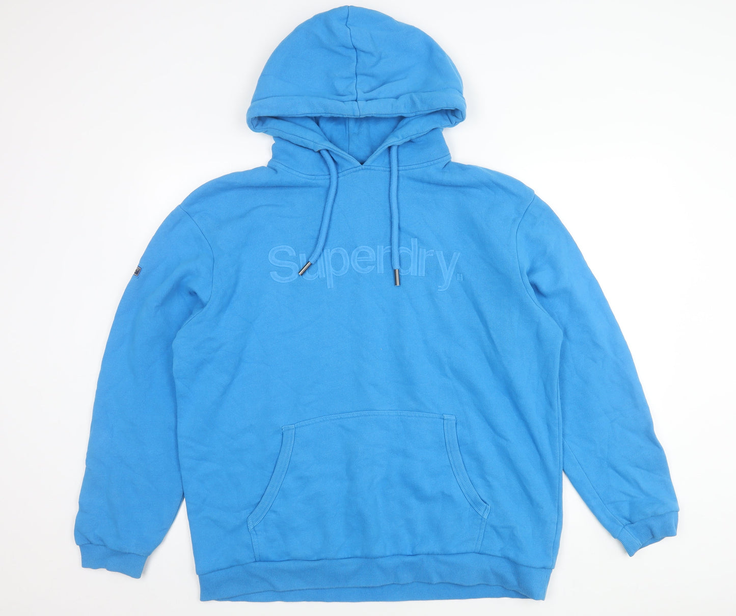 Superdry Men’s Blue XL Pullover Hoodie Logo Fleece Hooded Top