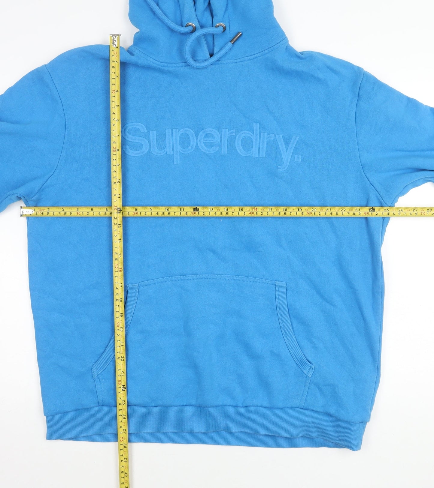 Superdry Men’s Blue XL Pullover Hoodie Logo Fleece Hooded Top