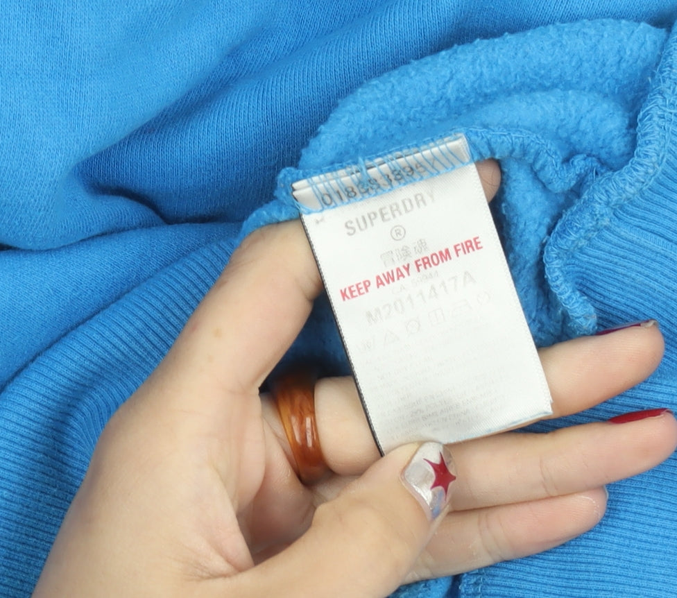 Superdry Men’s Blue XL Pullover Hoodie Logo Fleece Hooded Top