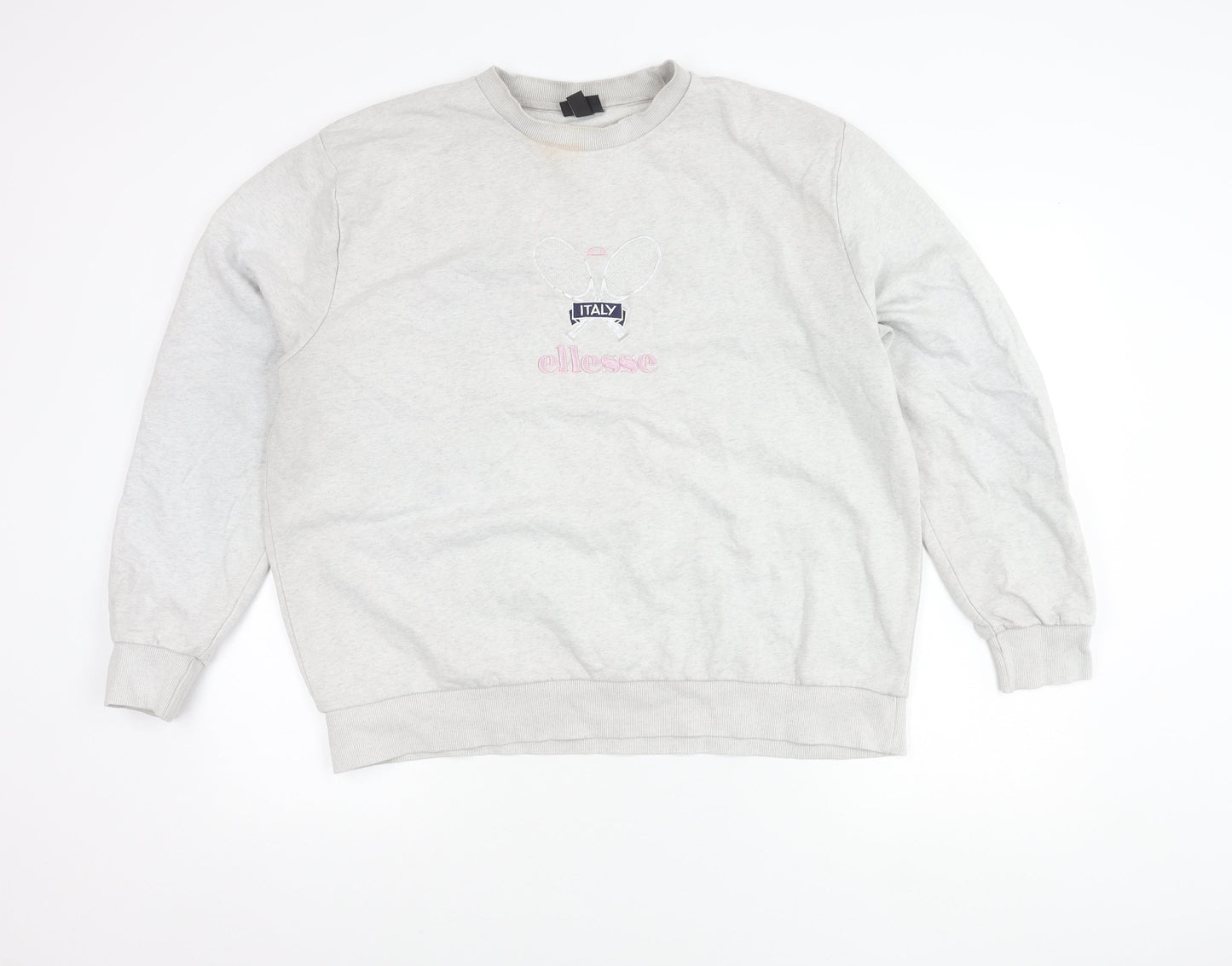 Ellesse Women’s Grey Sweatshirt UK 10 Pullover Crew Neck Cotton Blend