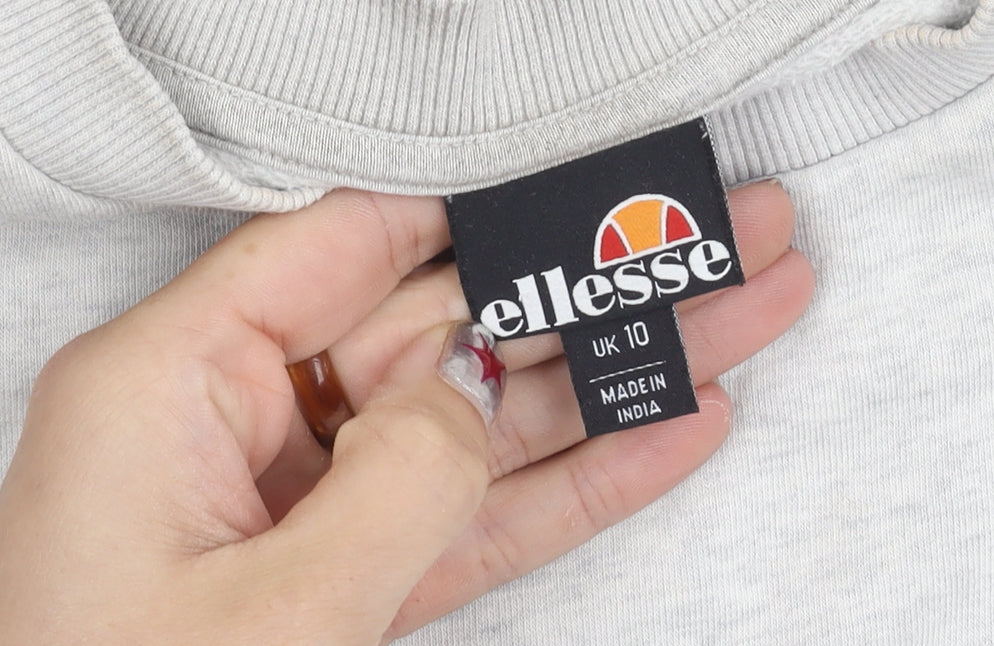 Ellesse Women’s Grey Sweatshirt UK 10 Pullover Crew Neck Cotton Blend