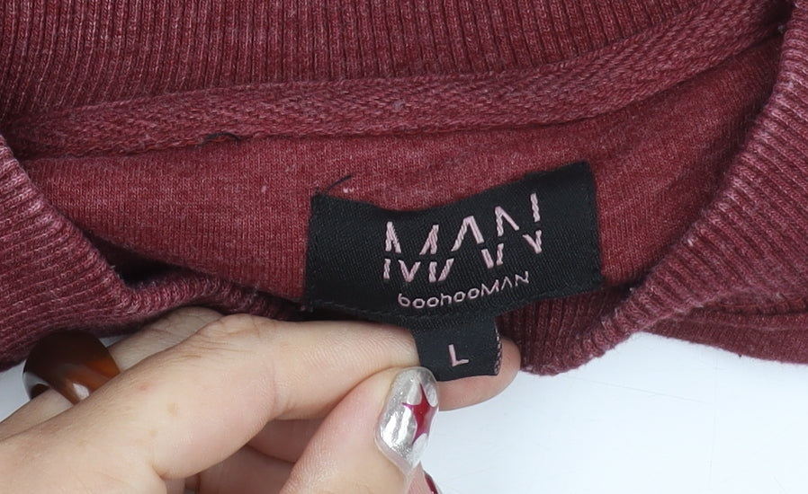 Mens UK Size L boohooMAN Red Pullover Sweatshirt