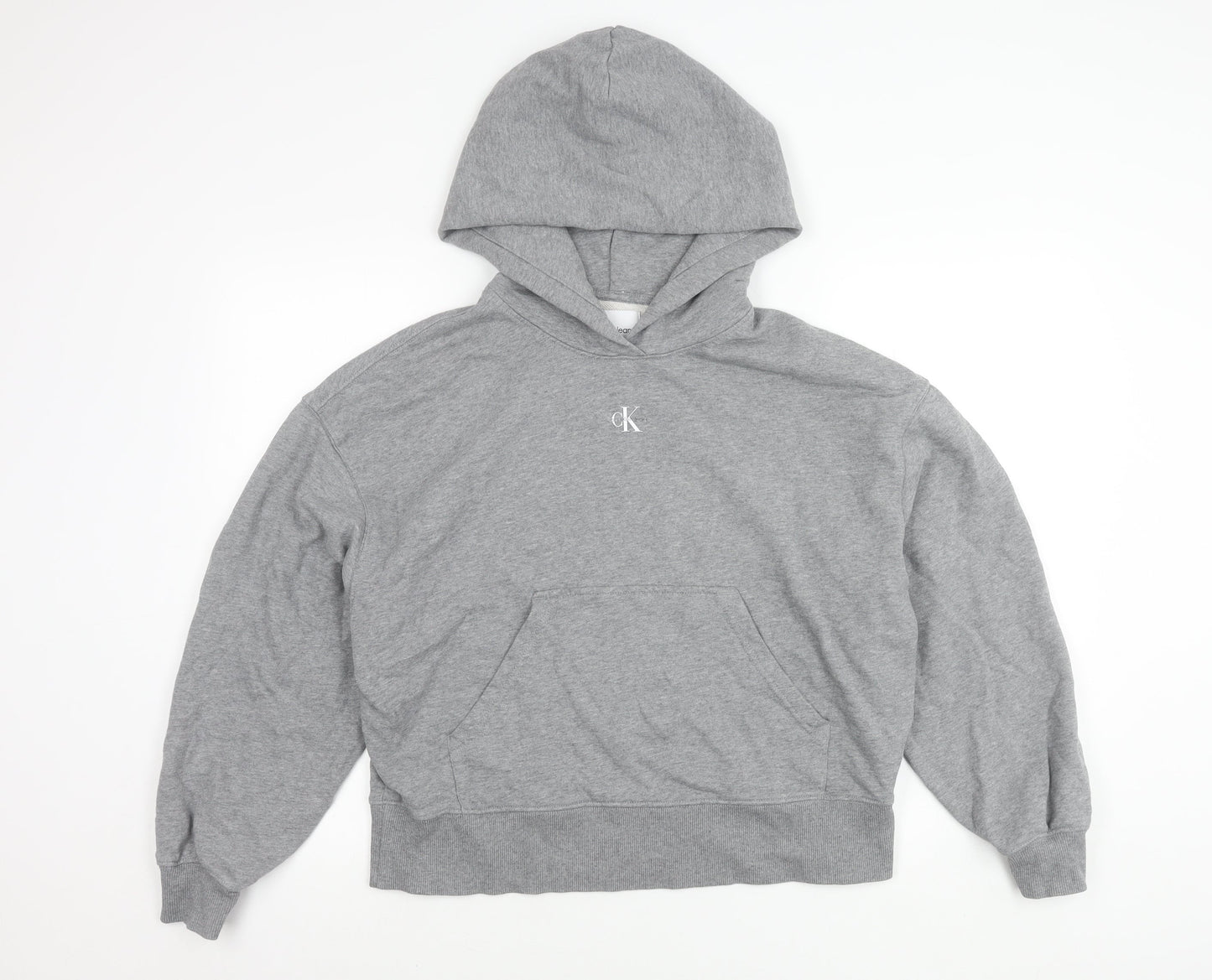 Calvin Klein Jeans Womens Grey Cotton Blend Pullover Hoodie M