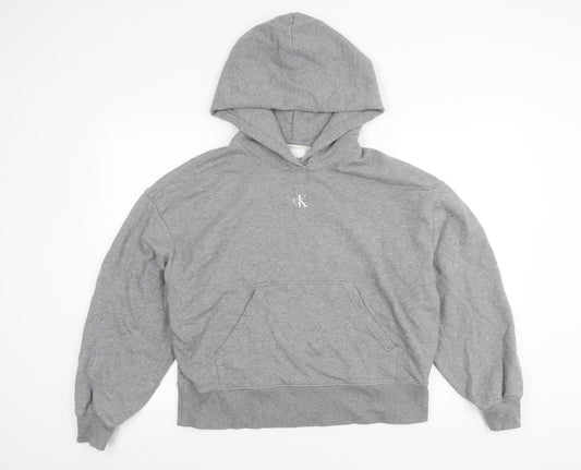 Calvin Klein Jeans Womens Grey Cotton Blend Pullover Hoodie M