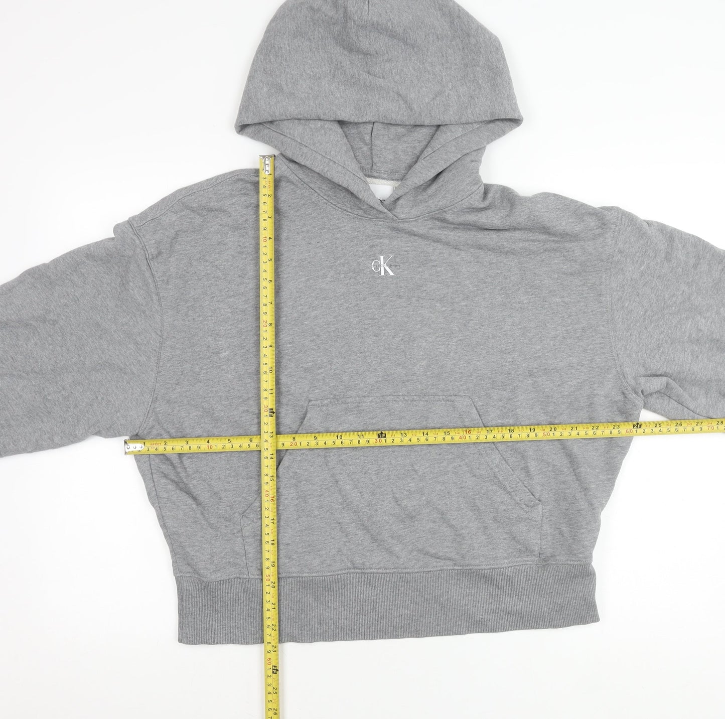 Calvin Klein Jeans Womens Grey Cotton Blend Pullover Hoodie M