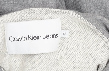 Calvin Klein Jeans Womens Grey Cotton Blend Pullover Hoodie M