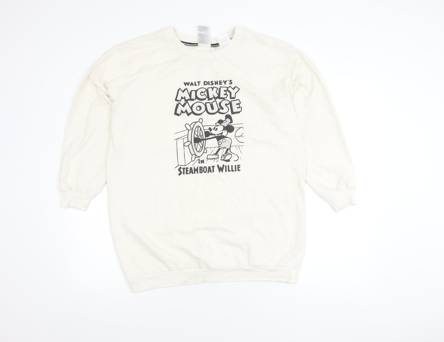 H&M Disney Women Ivory Sweatshirt S Mickey Mouse Steamboat Willie