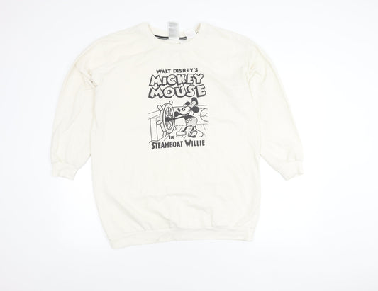 H&M Disney Women Ivory Sweatshirt S Mickey Mouse Steamboat Willie