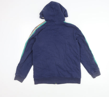 Boden Boys Blue Hooded Jacket 11-12Y Cotton Blend Full Zip Fleece Lined