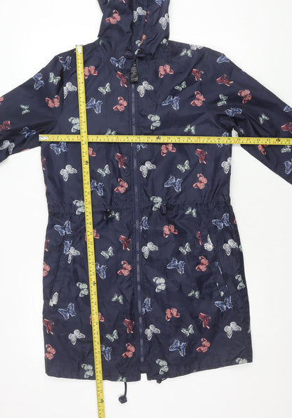 George Women's Blue Butterfly Print Hooded Rain Jacket UK 8-10