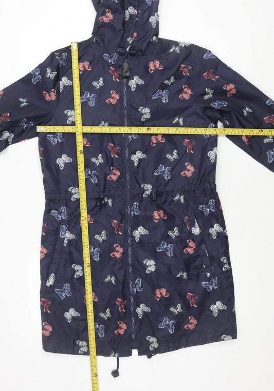 George Women's Blue Butterfly Print Hooded Rain Jacket UK 8-10