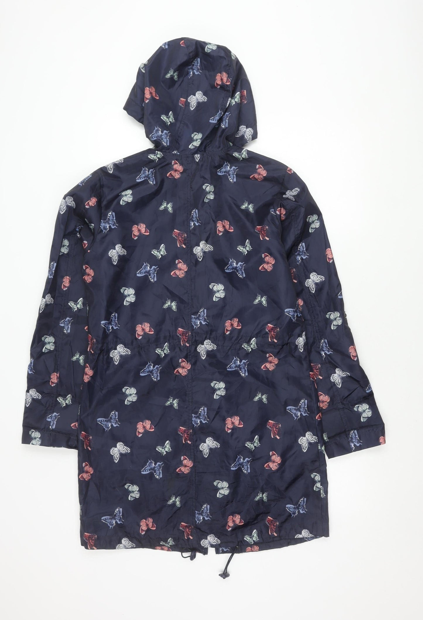 George Women's Blue Butterfly Print Hooded Rain Jacket UK 8-10