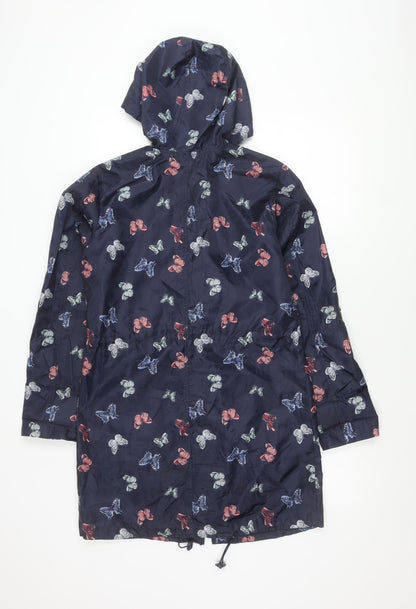 George Women's Blue Butterfly Print Hooded Rain Jacket UK 8-10